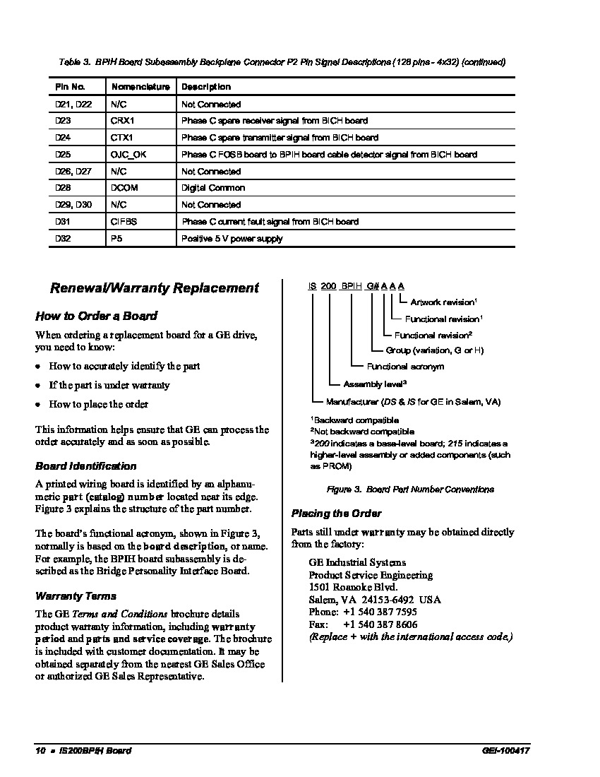 First Page Image of IS200BPIH Bridge Personality Interface Board Renewal and Replacement.pdf
